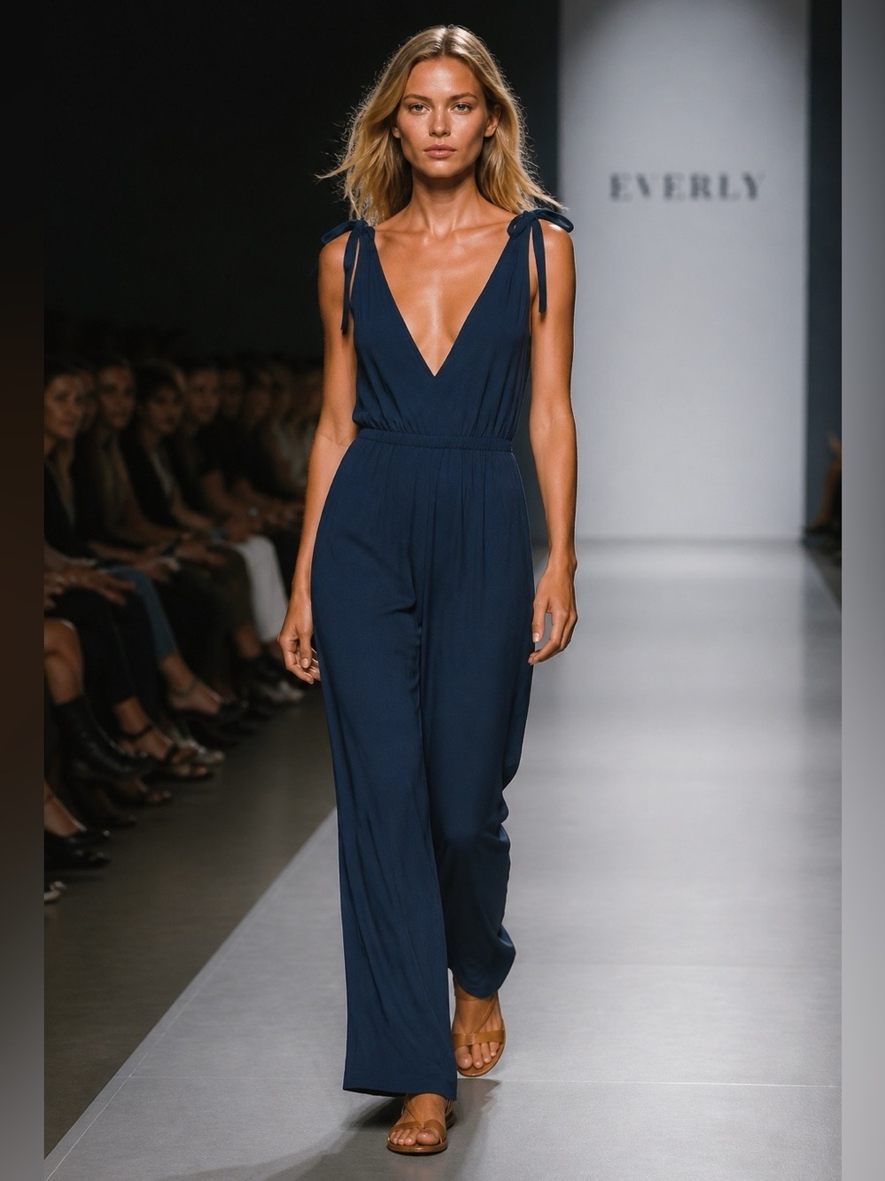 Everly Blue Sleeveless Jumpsuit Size M